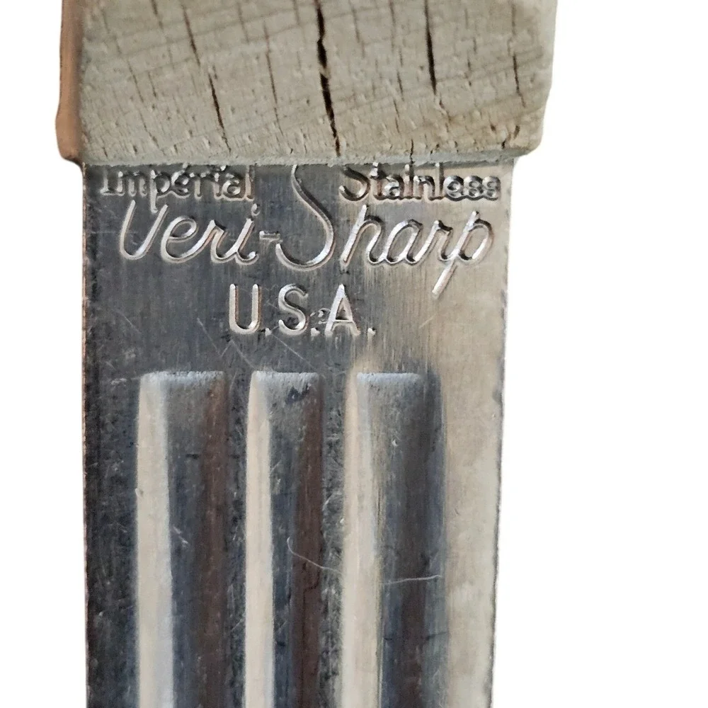 Imperial‎ Veri-Sharp Stainless Steel Serving Spoon Wood Handle USA Vintage